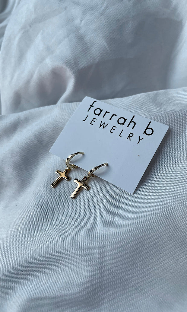 Savior Cross Huggie Earrings